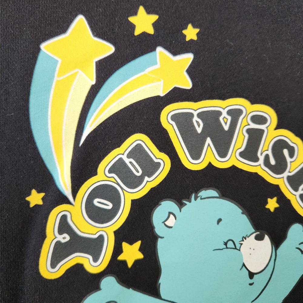 Care Bears You Wish Sweater Jacket Black Kidcore 80's Sporty Cute Fandom Small - Picture 7 of 15